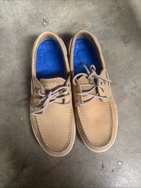 Sperry Men’s Tan Boat Shoes with Blue Insoles